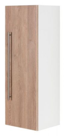 Badezimmer Hochschrank "Viva" in Sonoma Eiche und weiß Badschrank hängend 35 x 100 cm