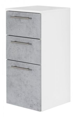 Badezimmer Unterschrank "Viva" in Stone Design grau und weiß Badschrank hängend 35 x 75 cm