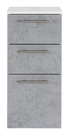 Badezimmer Unterschrank "Viva" in Stone Design grau und weiß Badschrank hängend 35 x 75 cm