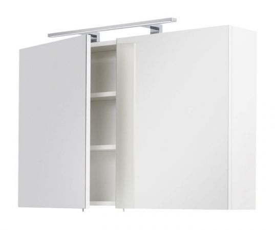 Badezimmer Spiegelschrank "Viva" in weiß inkl. LED Badschrank 2-türig 100 x 62 cm