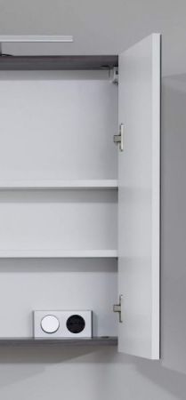 Badezimmer Badmbel Set Line  in wei Hochglanz und Sardegna grau Rauchsilber 3-teilig 115 x 182 cm