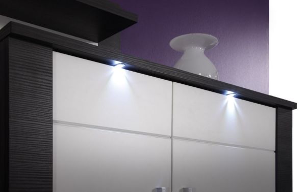 Badezimmer: Hochschrank "Xpress" Esche grau, weiß (40x184 cm) inkl. LED-Beleuchtung