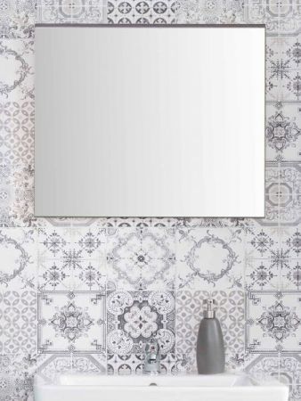 Badezimmer Spiegel SetOne in Sardegna grau Rauchsilber Badspiegel 60 x 55 cm