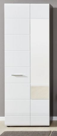 Garderobenschrank Line in wei Hochglanz und Sardegna grau Rauchsilber Flurschrank 60 x 191 cm