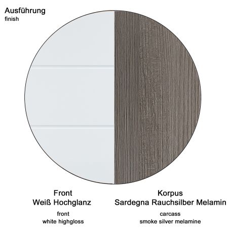 Garderobenschrank Matrix in wei� Hochglanz und Sardegna grau Rauchsilber Flurschrank 60 x 191 cm