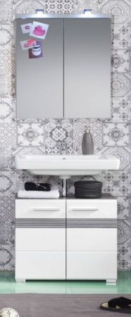 Badezimmer Spiegelschrank SetOne in wei Hochglanz Badschrank 2-trig 65 x 80 cm