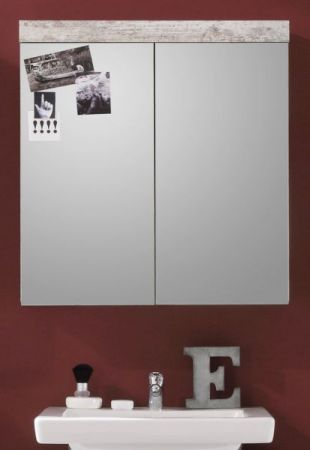 Badezimmer Spiegelschrank Cancun in Canyon Pinie weiß Shabby Chic Badschrank 2-türig 72 x 79 cm