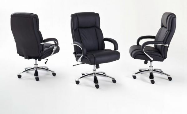 Brostuhl Real Comfort in Kunstleder schwarz mit Wippmechanik Chefsessel bis 220 kg