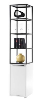 Standregal Lille in wei matt lackiert Regal mit Metallgestell schwarz 40 x 197 cm