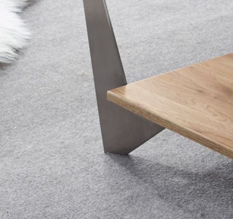 Couchtisch "Leon" Glas grau und Eiche natur 90 x 60 cm