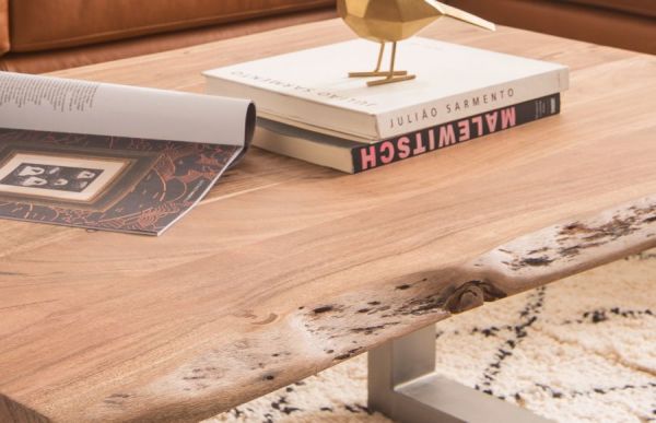 Couchtisch Cartagena in Akazie massiv lackiert Beistelltisch mit Metallgestell anthrazit 75 x 75 cm
