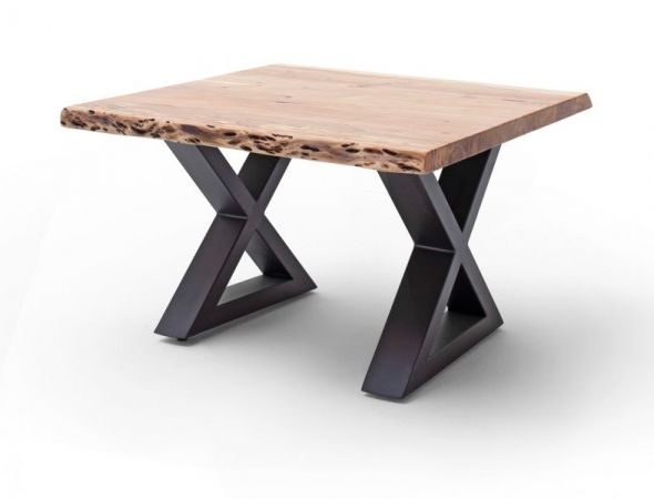 Couchtisch Cartagena in Akazie massiv lackiert Beistelltisch mit Metallgestell anthrazit 75 x 75 cm
