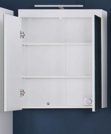 Badezimmer Spiegelschrank Amanda in wei Hochglanz Badschrank 2-trig 60 x 77 cm