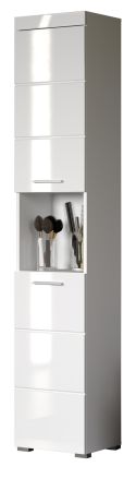 Bad Hochschrank Adamo in wei� Hochglanz, Badschrank 37 x 190 cm