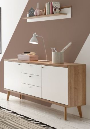 Sideboard Helge in wei und Eiche Riviera Kommode skandinavisch 160 x 83 cm