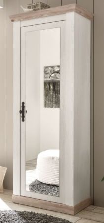 Garderobenschrank Rovola in Pinie wei / Oslo Pinie Landhaus Garderobe oder groer Schuhschrank mit Spiegel 73 x 201 cm