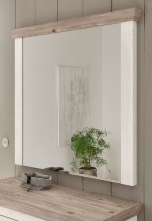 Garderobenspiegel Rovola in Pinie wei / Oslo Pinie Landhaus Spiegel 107 x 110 cm