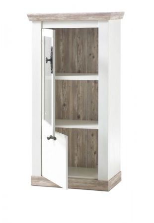 Vitrine Rovola in Pinie wei / Oslo Pinie Landhaus Vitrinenschrank 71 x 146 cm