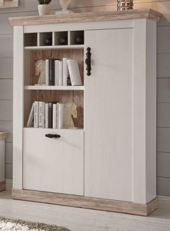 Highboard Rovola in Pinie wei / Oslo Pinie Landhaus Kommode 105 x 146 cm