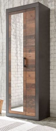 Garderobenschrank Ward in Old Used Wood Shabby Design mit Matera grau Garderobe oder groer Schuhschrank 65 x 201 cm