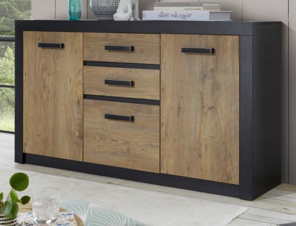 Sideboard Beveren in Kastanie und Fresco grau Kommode 153 x 88 cm