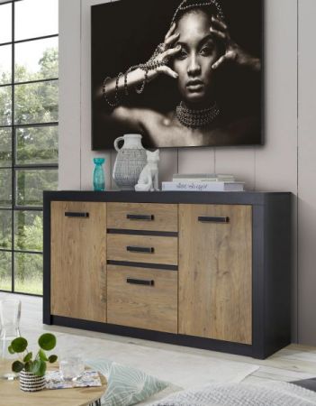 Sideboard Beveren in Kastanie und Fresco grau Kommode 153 x 88 cm