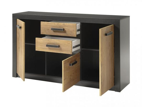 Sideboard Beveren in Kastanie und Fresco grau Kommode 153 x 88 cm