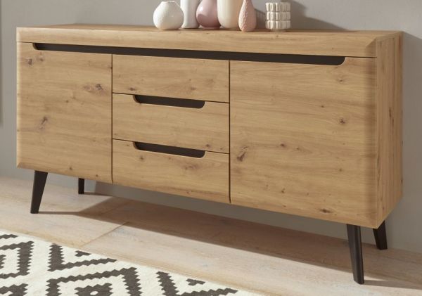 Sideboard Ronson in Artisan Eiche und schwarz Kommode skandinavisch 160 x 83 cm