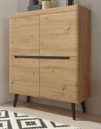 Highboard Ronson in Artisan Eiche und schwarz skandinavisch 107 x 134 cm