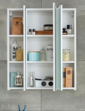 Badezimmer Spiegelschrank Monte in wei Badschrank 3-trig 60 x 74 cm