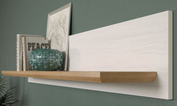Vitrine Shade in Andersen Pinie wei und Artisan Eiche Landhaus Highboard 95 x 140 cm