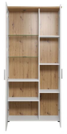Vitrine Shade in Andersen Pinie wei und Artisan Eiche Landhaus Vitrinenschrank 95 x 194 cm