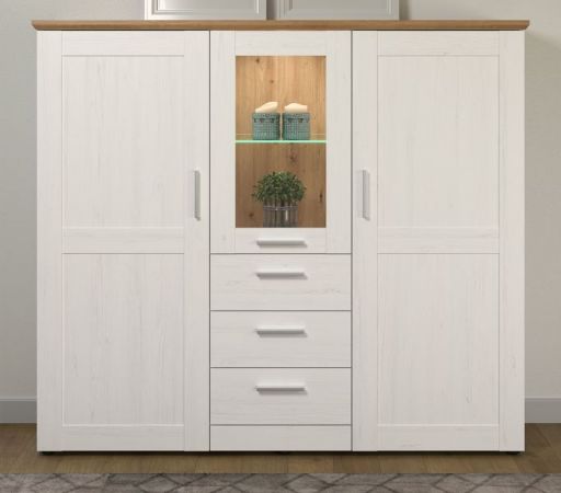Highboard Shade in Andersen Pinie wei und Artisan Eiche Landhaus 159 x 140 cm