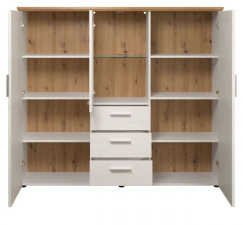 Highboard Shade in Andersen Pinie wei und Artisan Eiche Landhaus 159 x 140 cm