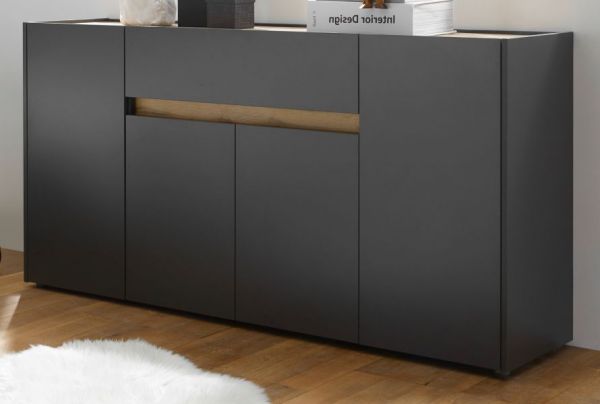 Sideboard Center in grau matt und Wotan Eiche Kommode 170 x 87 cm