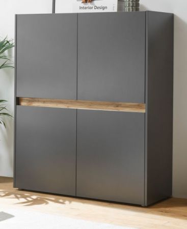 Highboard Center in grau matt und Wotan Eiche 100 x 120 cm