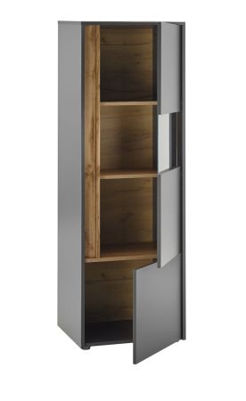 Wohnwand Center in grau matt und Wotan Eiche 5-teilig 440 x 180 cm mit XXL-TV-Schrank