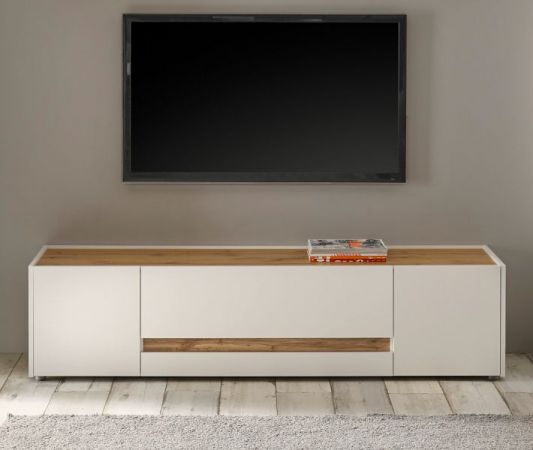 TV-Lowboard Center in wei und Wotan Eiche TV-Unterteil 170 x 40 cm