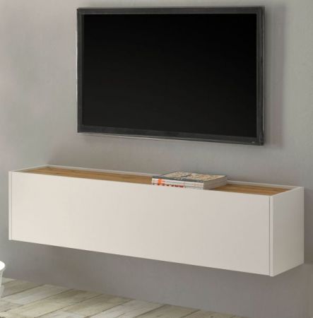 TV-Lowboard Center in wei und Wotan Eiche TV-Unterteil hngend 150 x 35 cm Hngeschrank