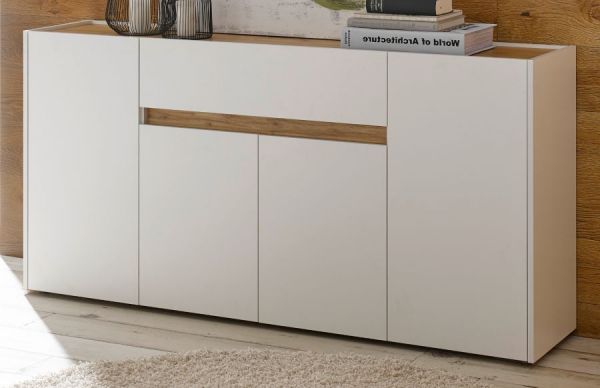 Sideboard Center in wei und Wotan Eiche Kommode 170 x 87 cm