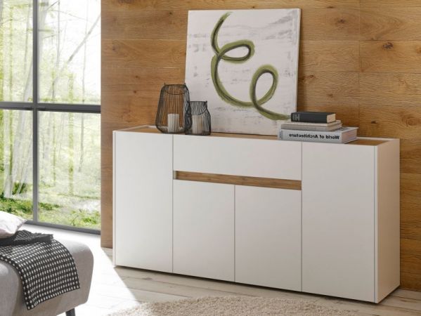 Sideboard Center in wei und Wotan Eiche Kommode 170 x 87 cm