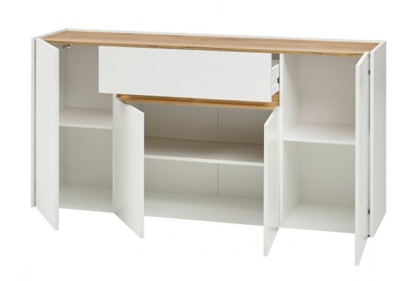 Sideboard Center in wei und Wotan Eiche Kommode 170 x 87 cm