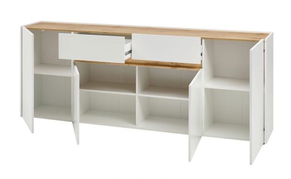 Sideboard Center in wei und Wotan Eiche Kommode 220 x 87 cm