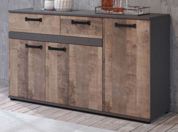 Sideboard Stripe in Eiche Tabak und Matera grau Kommode 142 x 83 cm