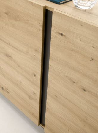 Vitrine Louna in Eiche Artisan und Graphit grau Vitrinenschrank 60 x 194 cm