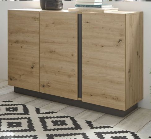 Sideboard Louna in Eiche Artisan und Graphit grau Kommode 138 x 91 cm