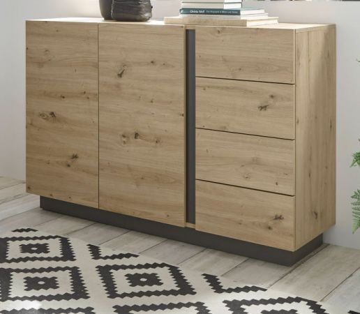 Sideboard Louna in Eiche Artisan und Graphit grau Kommode 138 x 91 cm