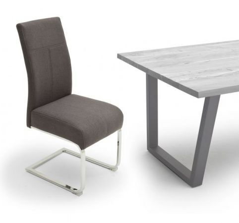 2 x Stuhl Foshan in anthrazit Freischwinger mit Komfortsitzhhe und Aqua Resistant Stoffbezug Esszimmerstuhl 2er Set