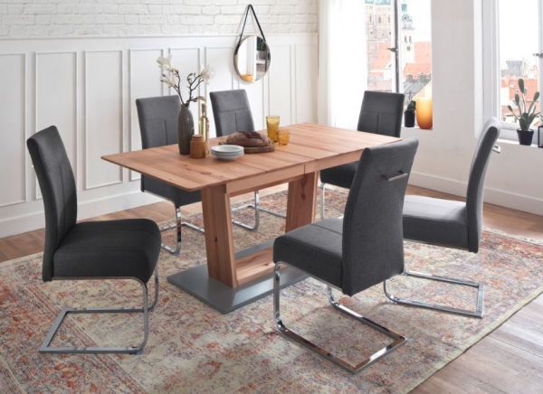 2 x Stuhl Foshan in anthrazit Freischwinger mit Komfortsitzhhe und Aqua Resistant Stoffbezug Esszimmerstuhl 2er Set