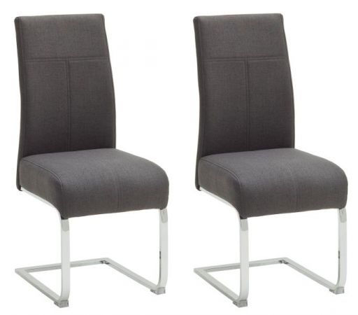 2 x Stuhl Foshan in anthrazit Freischwinger mit Komfortsitzhhe und Aqua Resistant Stoffbezug Esszimmerstuhl 2er Set